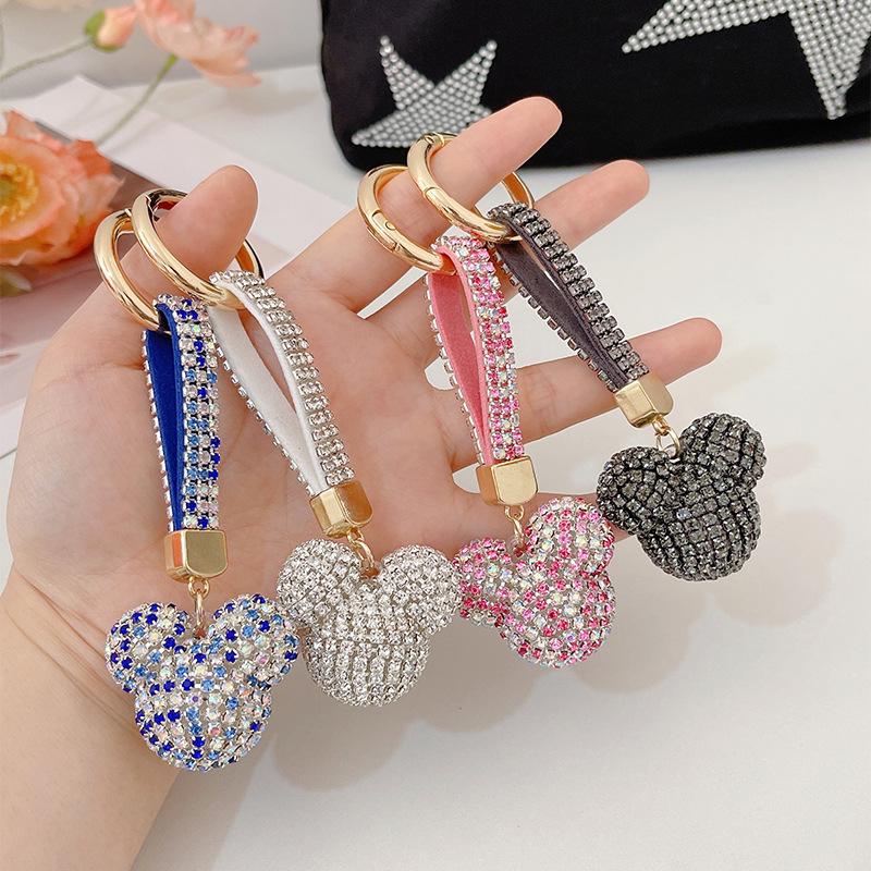 Hot Selling Rhinestone Mickey Keychain Car Keyring & Women's Bag Charm