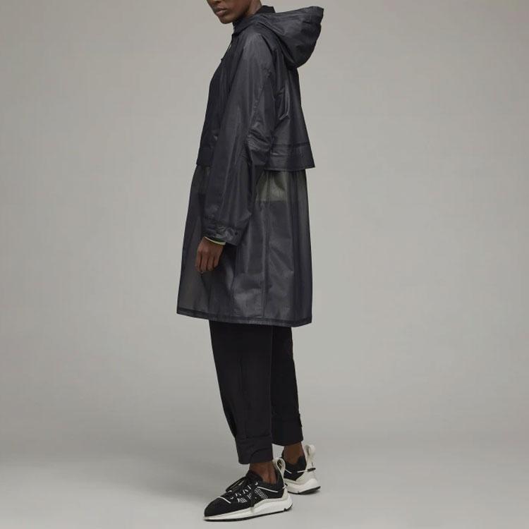 Y-3 SS22 Solid Color Mid-Length Hooded Coat Women Coats Black HG8672