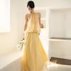 2026 European and American summer new neck solid color personalized fashion off the shoulder elegant temperament holiday dress
