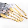 24pcs Shiny Gold Dinnerware Set Upscale 304 Stainless Steel Cutlery Set Steak Knife Fork Spoon Flatware Party Kitchen Tableware