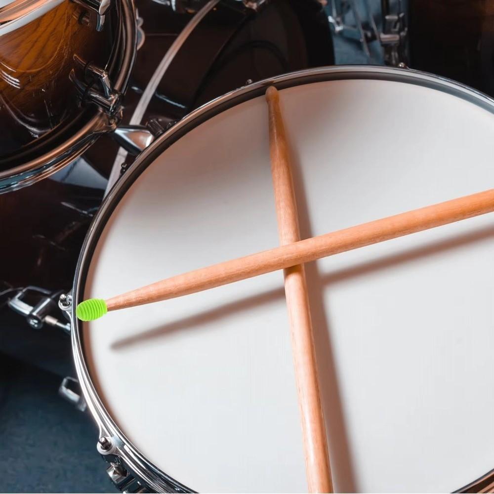 2Pcs Silicone Drum Mute Weakened Sound Drumstick Head Protective Cover Percussion Instrument