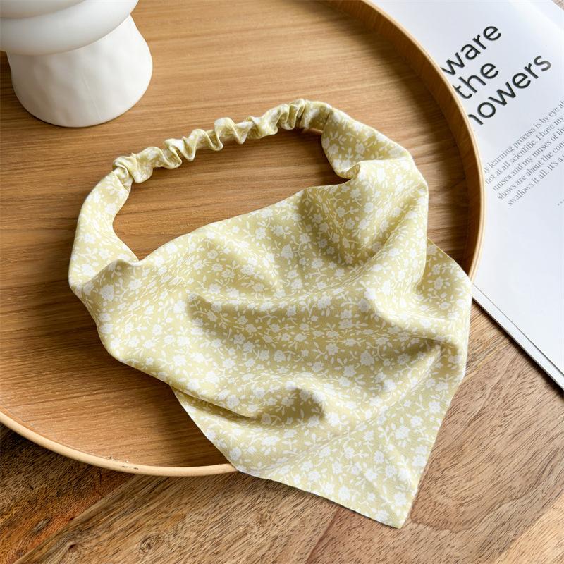 ახალი ყვავილების ჩიფონის სამკუთხედის თმის შარფი ქალებისთვის ბანდანი ელასტიური თავსაბურავი პასტორალური რეტრო ტურბანი ვინტაჟური ჰიჯაბის თმის აქსესუარები ზაფხულის სამკუთხედის შარფი