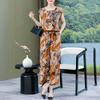 Plus Size Summer Pants Sets for Women  Elegant Loose Vintage Print 2 Piece Outifts