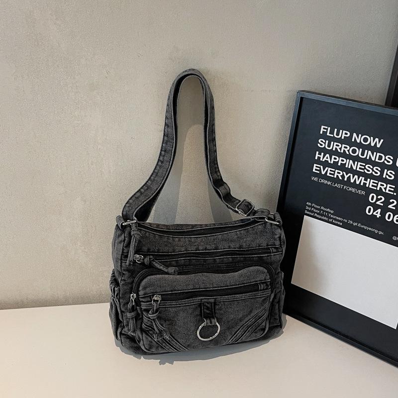 Summer New Denim Messenger Bag Retro Style Fashion Women's Bag Temperament Simple Large Capacity Multi-layer Shoulder Bag Niche