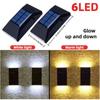 6Led Solar Powered Outdoor Waterproof Wall Light Up Down Illuminating Garden Landscape Decorative Lighting
