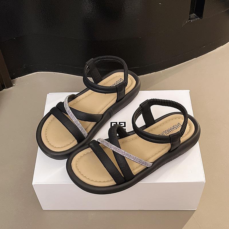 

Platform sandals women s 2025 summer new models with skirts fashionable versatile rhinestone beach cool slippers 40 чёрный