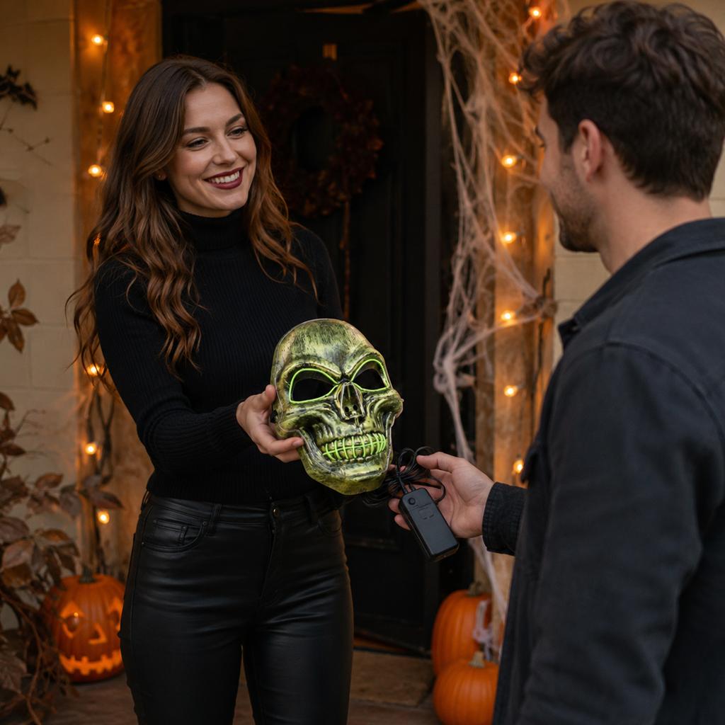 Halloween Glowing for Adults - Scary Light Up Face for Costume Party and Events