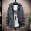 Men's Versatile Zipper Pocket Hooded Thick Knit Jacket for Autumn & Winter