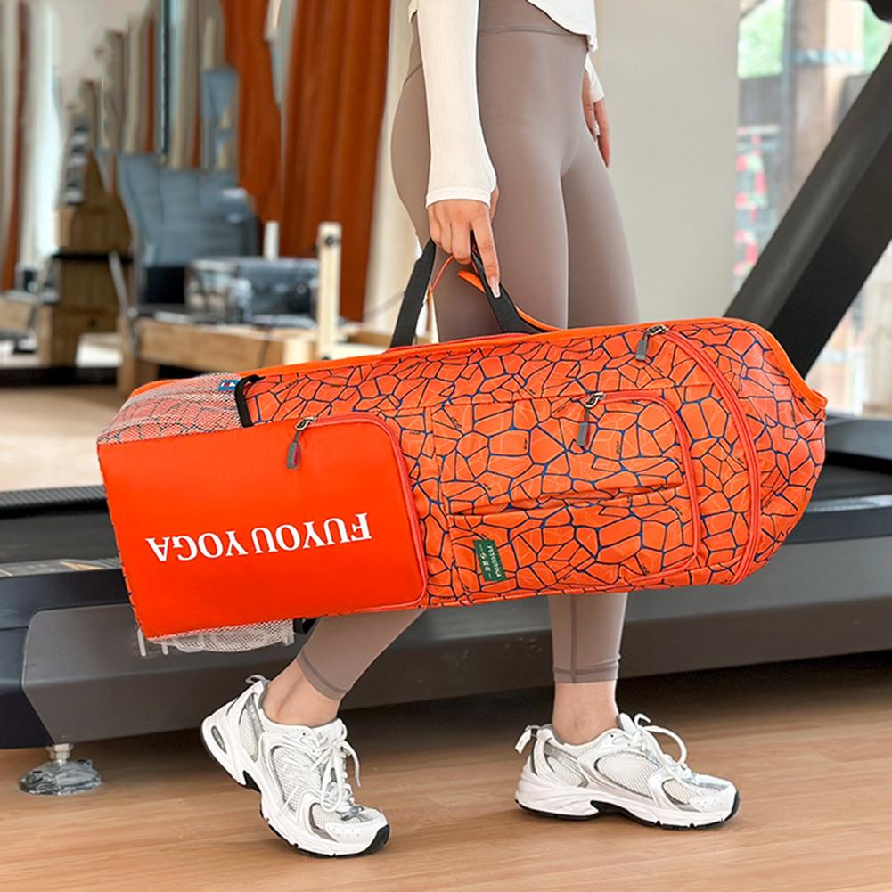 Yoga Pilates Cushion Bag Waterproof Fitness Training Yoga Mat Storage Bag with Zipper Pocket/Mesh Pocket/Handle for Women Men