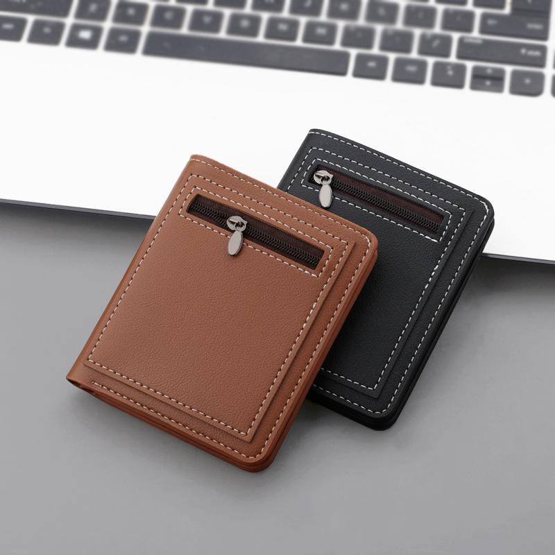 Men's Vertical Short Leather Wallet with Zipper – Niche Design, Holds Driver's License