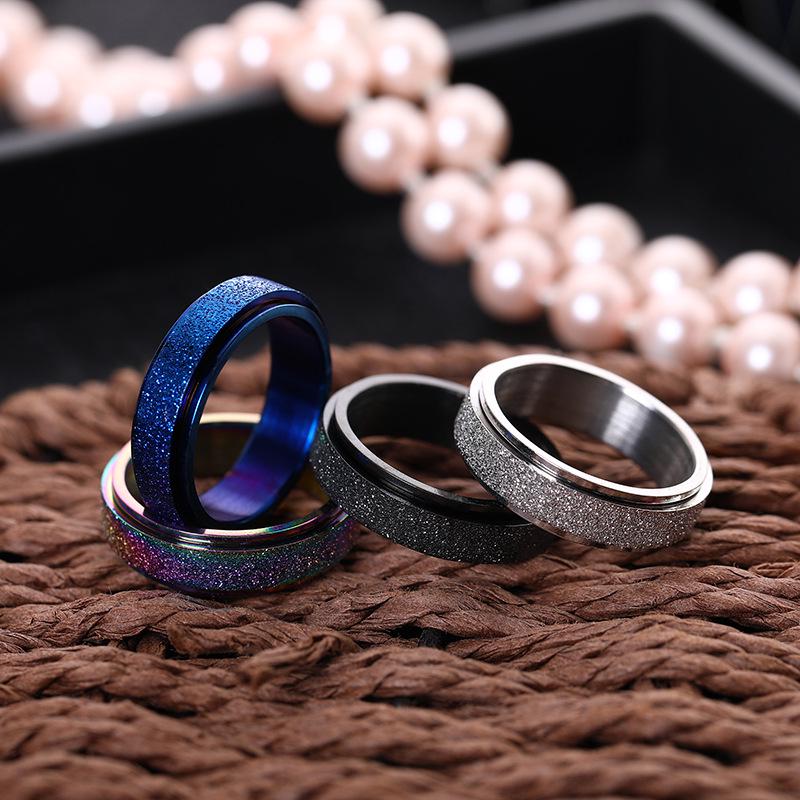 Unisex Titanium Steel Frosted Spinner Ring - Simple Decompression Design, Colorful Finish