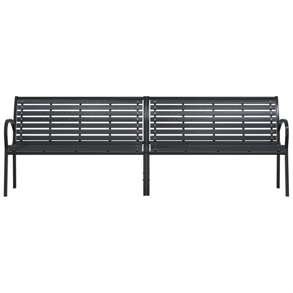 Double Garden Bench Black 231 cm Steel and WPC