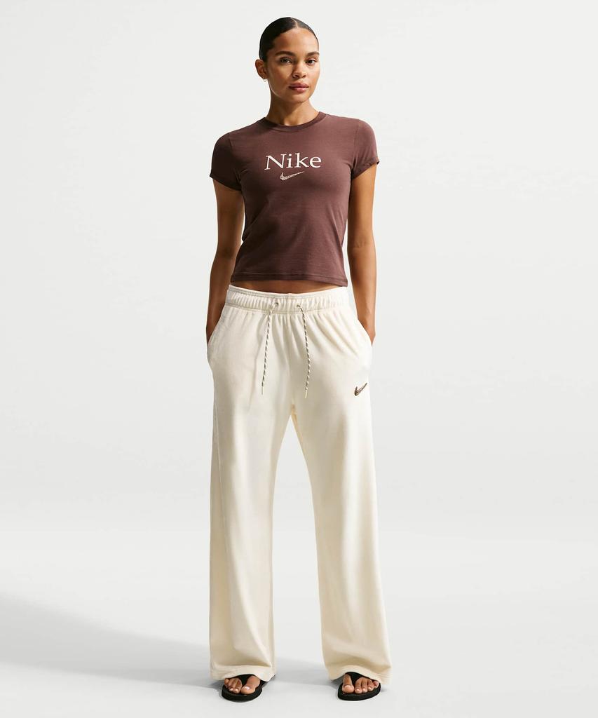 NIKE Sportswear High-Waisted Wide-Leg Velour Pants W - Coconut Milk / Iq0681-113