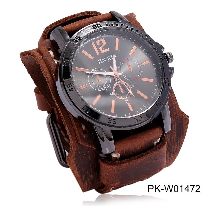 Vintage Watches Men Genuine Leather Pointer Belt Strap Punk Watch Wide Cowhide Bracelet & Bangles For Women Male Jewelry