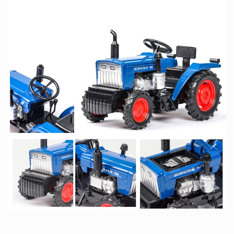 1/32 Scale Farm Tractor Car Model, Diecast Alloy Metal Vehicle with Sound and Light, Pull Back Gift Toys for Children