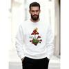 Men's Casual Crewneck Sweatshirt with Snail and Mushroom Landscape Print
