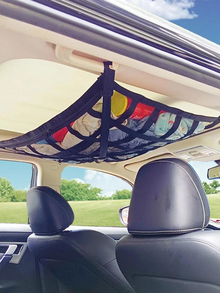 

Car roof storage bag cargo zipper net universal storage mesh bag debris organizer car storage and organization accessories
