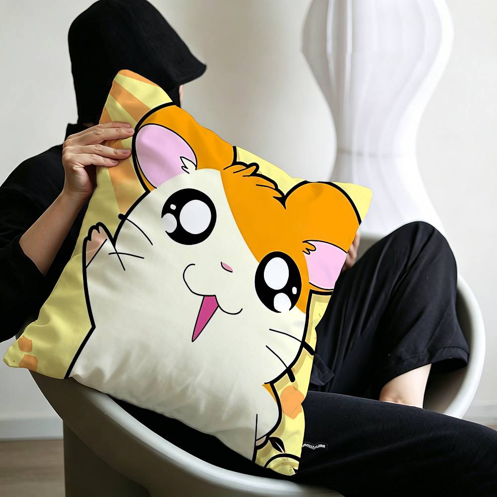 Cute Anime H-Hamtaro Cushion Cover Pillowcase Upholstery Sofa Throw Pillow Home Decor Pillowcas