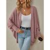 Women New Arrival Solid Medium Length Knit Cardigan, Autumn Winter Casual Open Front Knitted Sweater