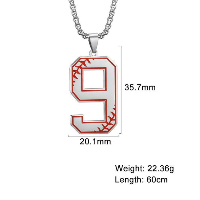 My Shape Baseball Pattern Number Pendant Necklace For Men Sport Basketball Figure Stainless Steel Necklaces Fashion Male Jewelry