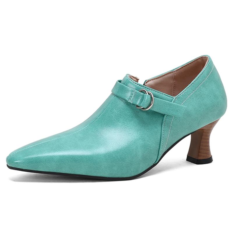

Модные элегантные туфли-лодочки на среднем каблуке, винтажные коричневые, синие, красные, белые, женские туфли на каблуке для вечеринок, офиса, свадьбы, большого размера 45 50 39 светло-зеленый