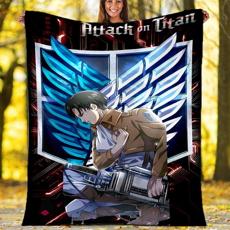 Attack on Titan3 printed throw blanket—lightweight,soft,warm;versatile blanket for all seasons—perfect as &air-conditioning throw,nap blanket