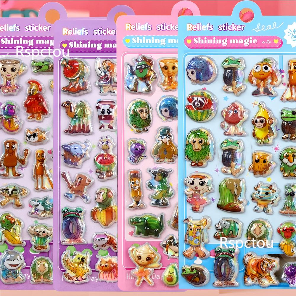 Funny Italian Brainrot Bubble Stickers Tung Tung Tung Sahur 3D Decals Toy Waterproof Cute Animal Sticker DIY Phone Diary