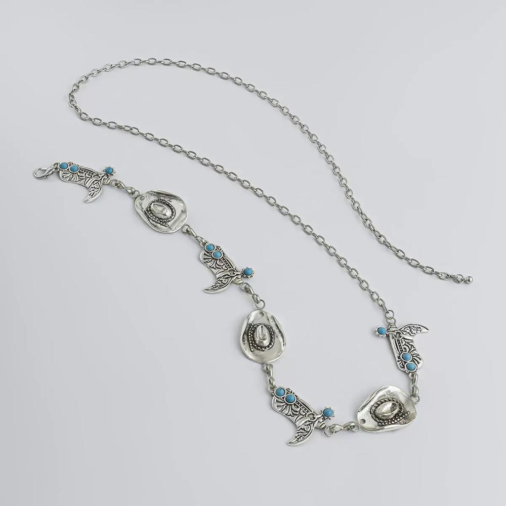 Retro style sweet and cool punk waist chain, personalized metal denim style three-dimensional body chain jewelry women
