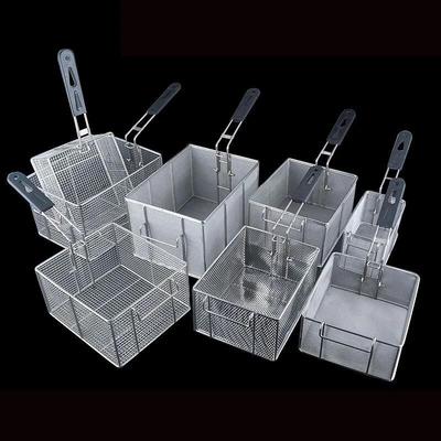 Rete cestello per frittura in acciaio inossidabile cestello per patatine fritte telaio quadrato filtro controllo olio cestello per frittura denso