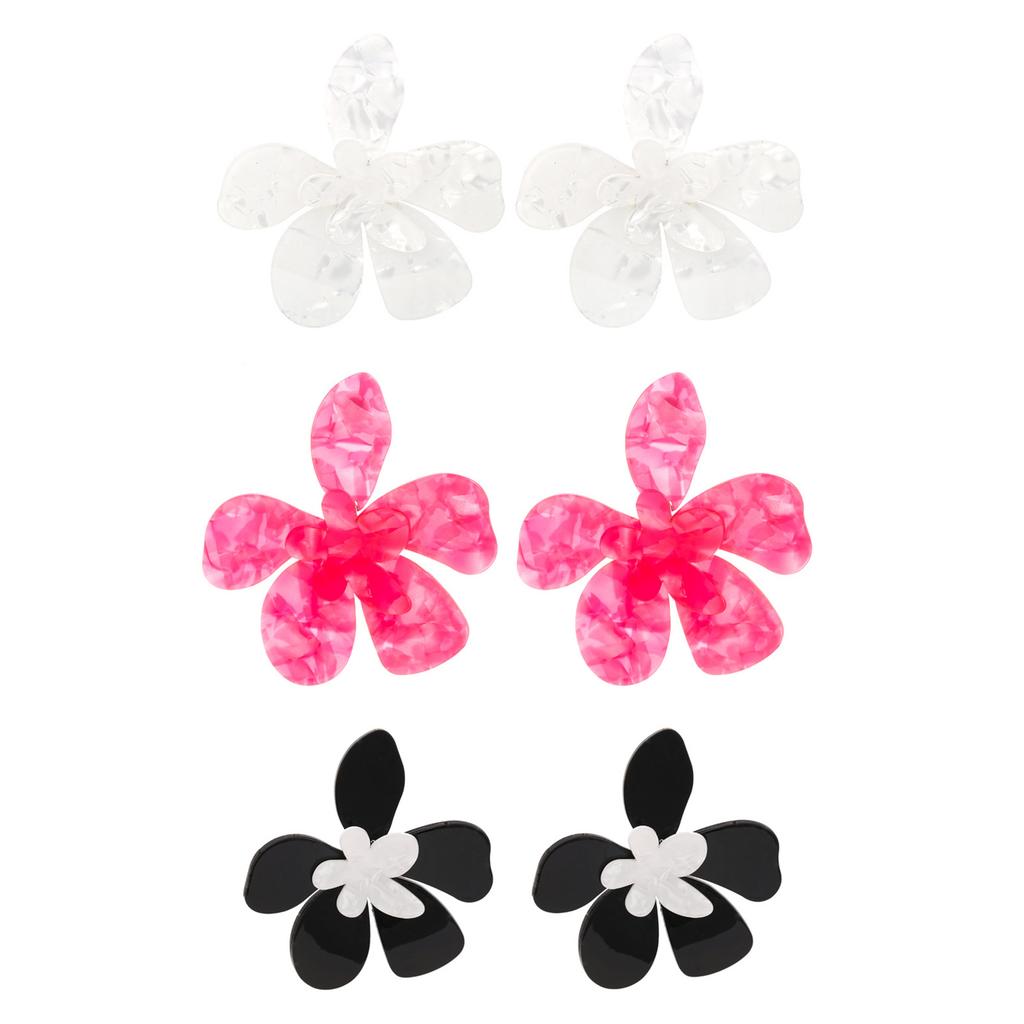 Acrylic Big Flowers Drop Earrings Handmade Boho Petal Charm Earrings Temperament Jewelry Birthday Gifts for Her