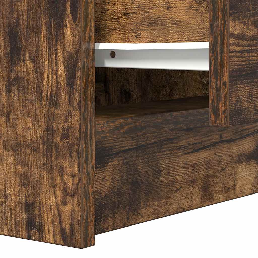 Nightstand with 2 Drawers Smoked Oak Finish 38 x 34 x 80 cm