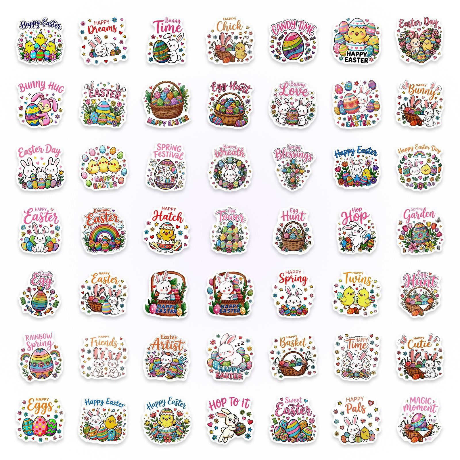 50 Cute Easter Bunny Graffiti Stickers Laptop Diy Waterproof Creative Holiday Stickers