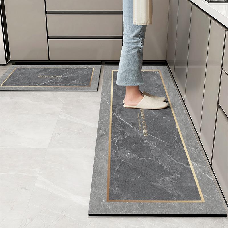 Kitchen Floor Mats Waterproof Oil-proof Wipeable Washable Mat Leather Non-slip Dirt-resistant Carpet Imitation Marble Long Rugs