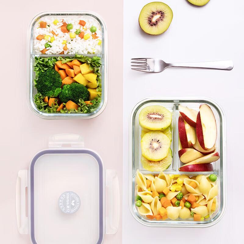 Camellia 650ml Divided Glass Lunch Containers (4-Pack)