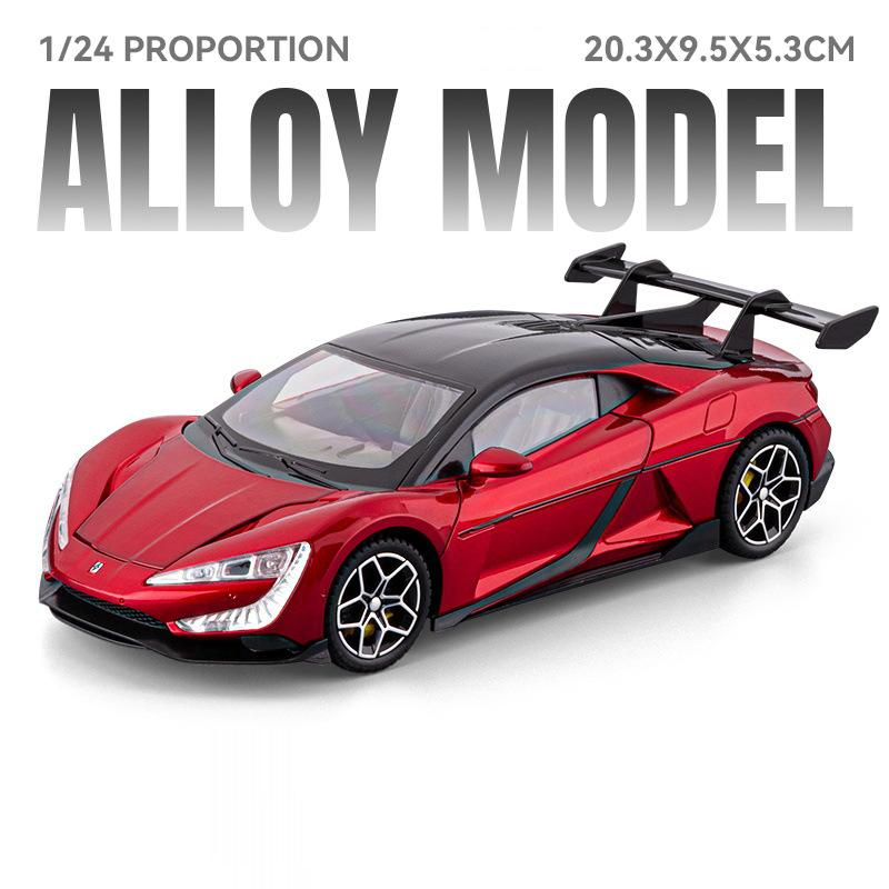 1:24 Scale YANGWANG U9 NIO ES8 Car Model Toy New Energy Vehicles Sound Light Doors Opened Models Collection Gifts for Kids