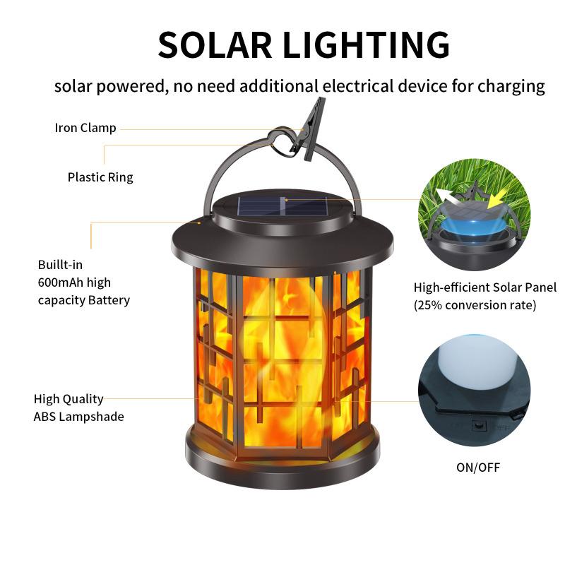 Solar Flame Lantern Vintage Outdoor Waterproof 20LED IP65 Solar Powered Garden Decor Landscape Lighting for Patio Yard Pathway