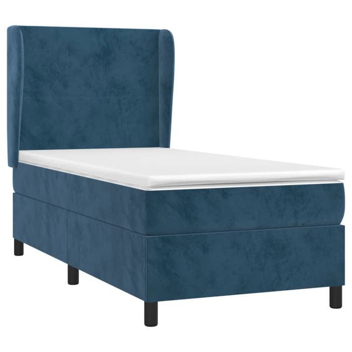 3129067 vidaXL Lit à sommier tapissier avec matelas Bleu foncé 90x190 cm