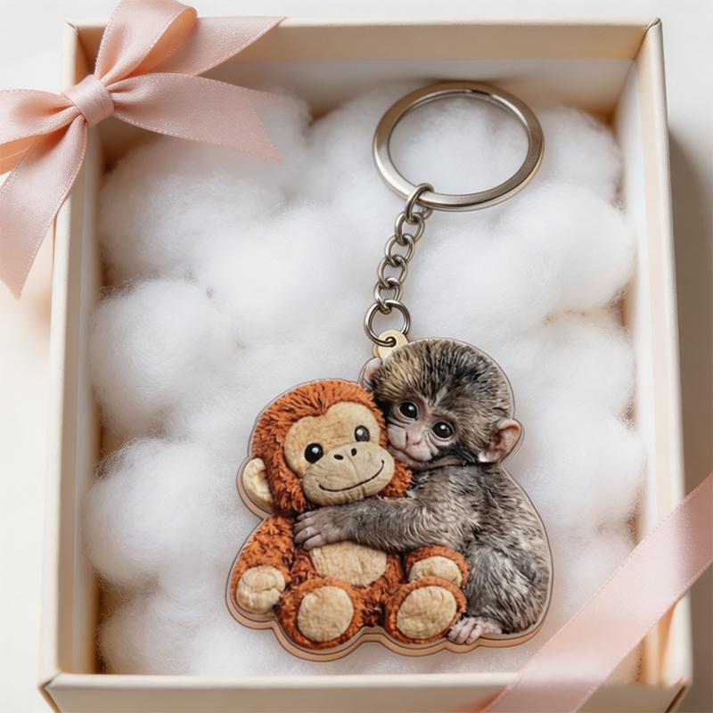 Protect Punch The Monkey Punch Monkey Doll Keychain Cute 3D Monkey Decor Hanging Keychain Anime Peripherals Toy Birthday Gift