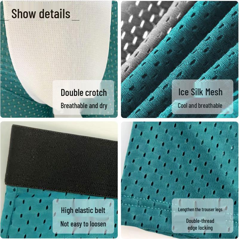 Men's Plus Size Ice Silk Mesh Sports Underwear: Summer Anti-Chafing Running Briefs with Extended Four-Corner Design