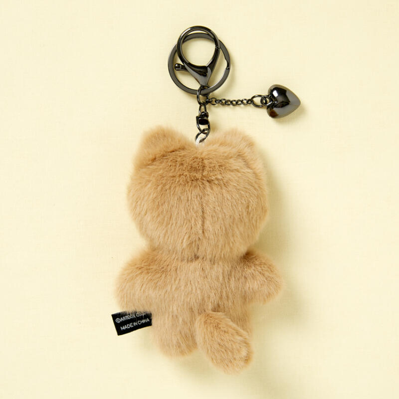 Brown Cat Heart Charm Mini Keychain (34012197)