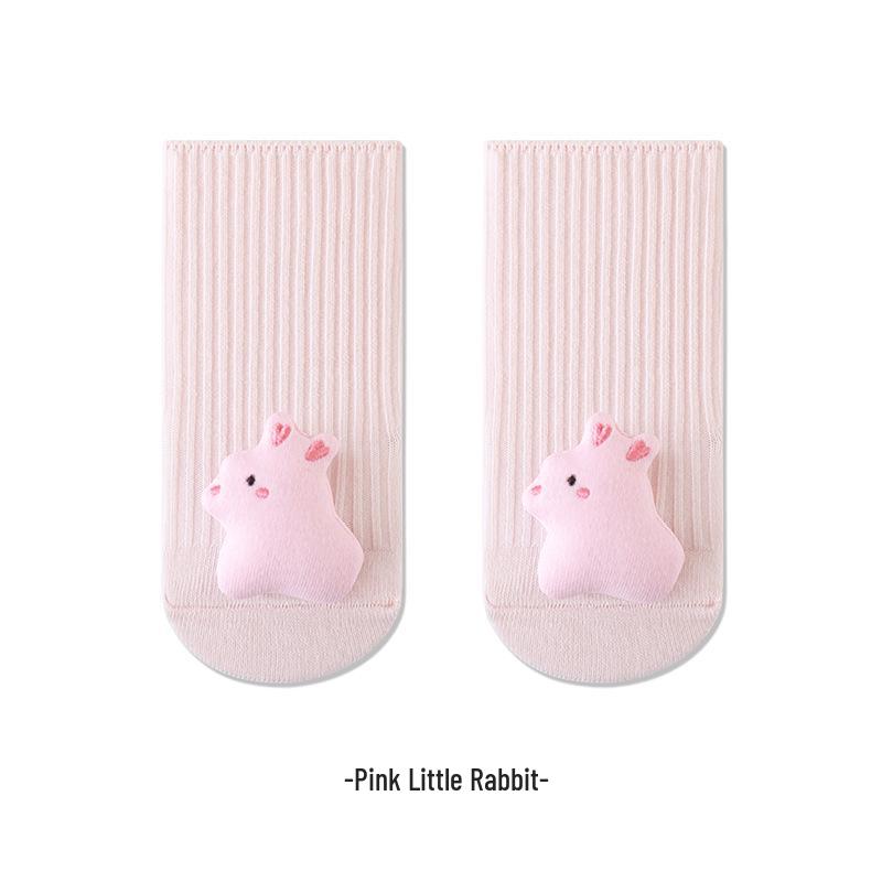 Autumn Cartoon Doll Non-Slip Baby Socks - Mid-Calf for Indoor Walking