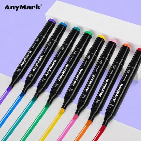 AnyMark Illustration Markers 80 Colors Alcohol Dual Tip Professional Art Supplies Set Adult Coloring Manga Sketching