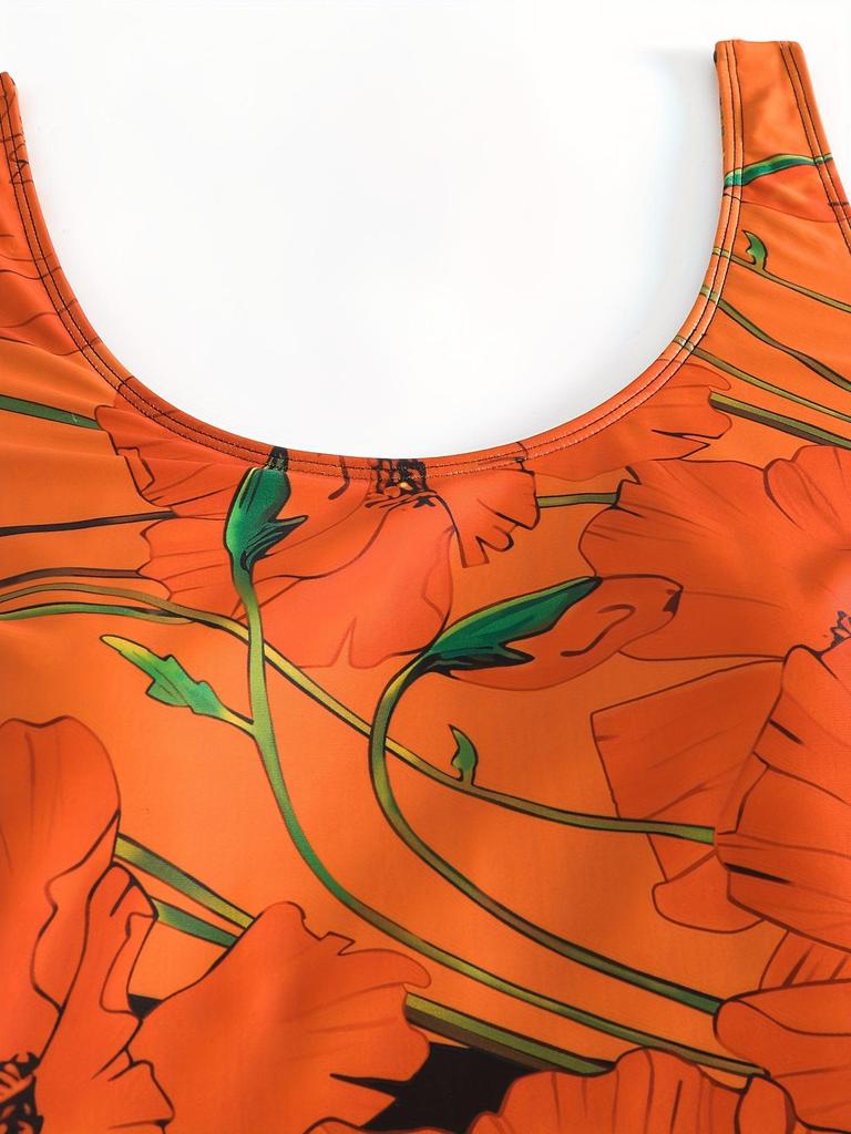 Sommer Damen Blumen Digitaldruck Einteiler Badeanzug