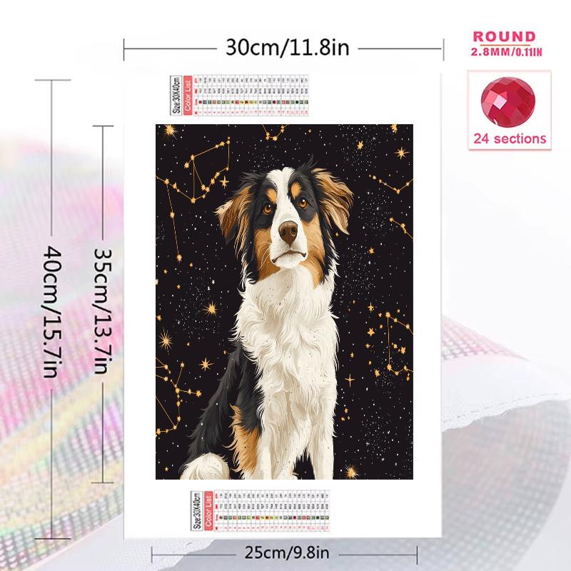 Black Australian Shepherd Pattern 3pcs 100% Round Full Drill 5D DIY Diamond Painting Embroidery Cross Stitch Rhinestone Décor