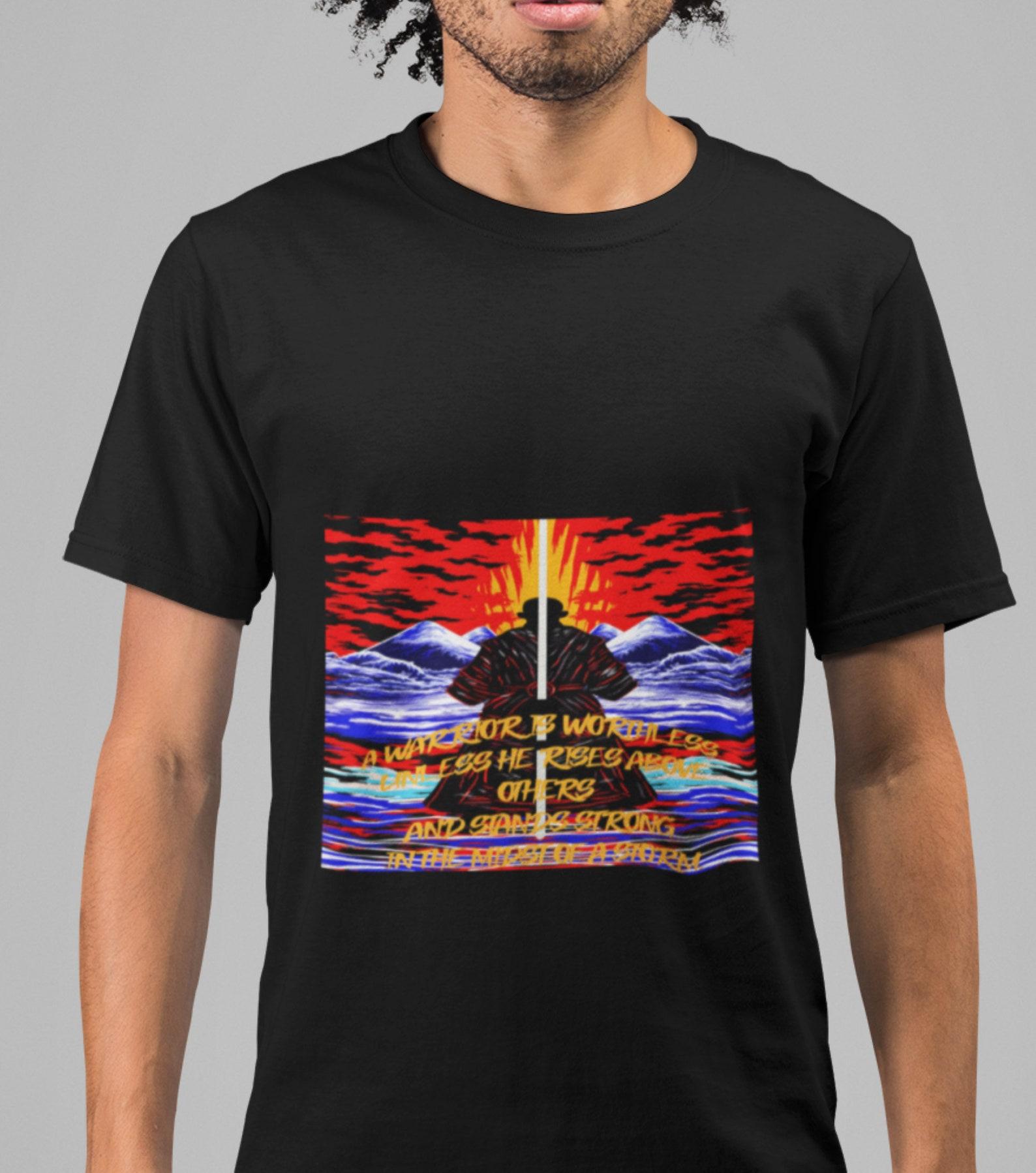 Psychedelic Samurai T-Shirt: Japanese Streetwear, Martial Arts Top L