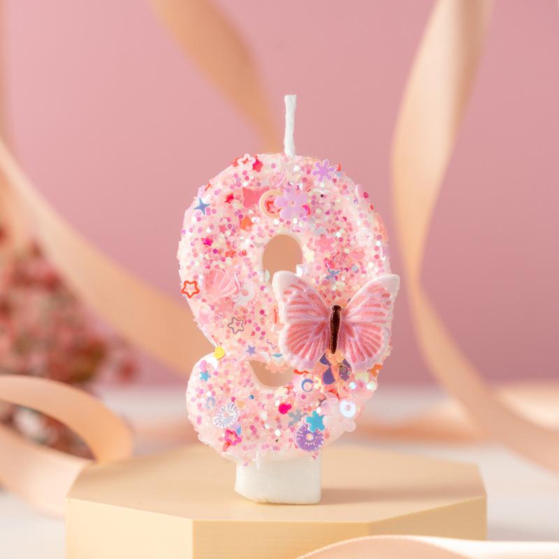 

Creative Handmade Diy Digital Pink Butterfly Birthday Candle Pink Butterfly Style Party Cake Decoration Ceremony 9