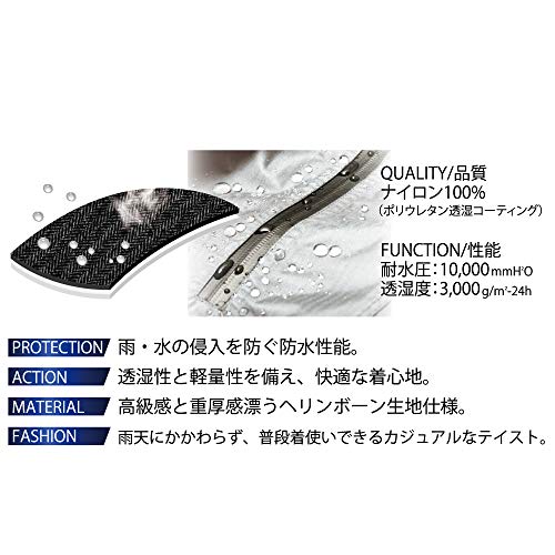 Otafuku Gloves Rain Jacket [Waterproof Pullover with Storage Bag, Water Resistance 10,000mmH2O, Breathability 3,000g/m²-24h] FB-201 Gray, Size M