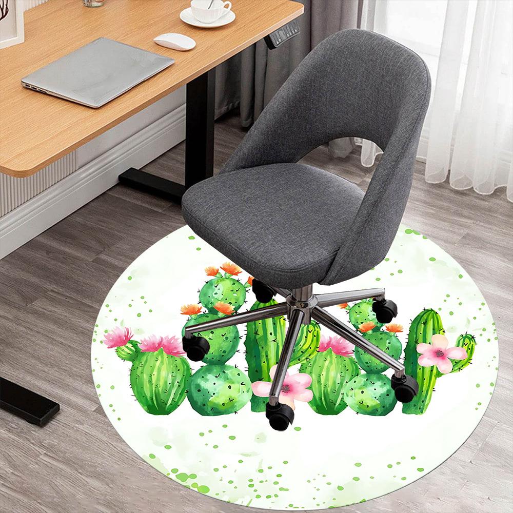 

1pc cactus flower Round Chair mat Area Rug - Non-Slip, Floor Mat for Office, Bedroom, and Indoor Decor c1125574 80cm by 80cm