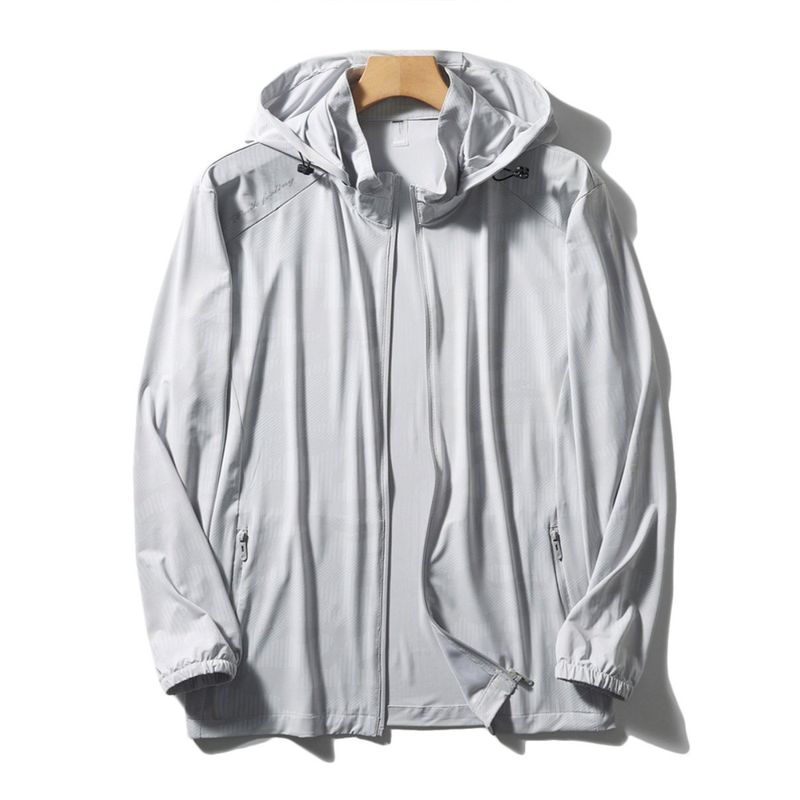 Outdoor Elastic Ice Silk Sun Protection Clothing for Men 2024 New Summer Thin Hooded Skin Windbreaker Foreign Trade Sun Protection Jacket
