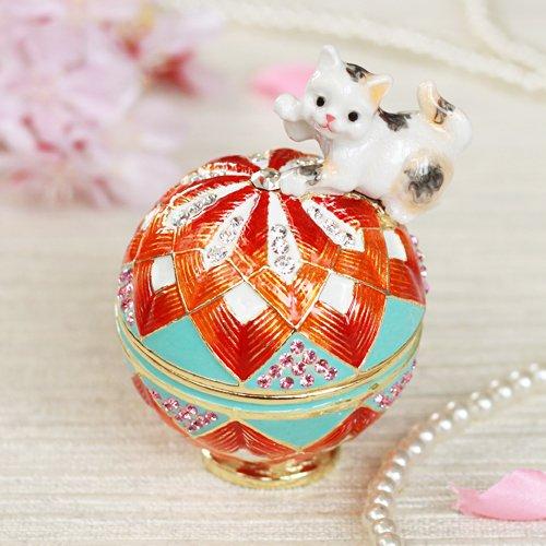 Pierce Ball and Cat Jewelry Box EX543-1 Sparkling Cat Figurine Kitten Cat Accessories